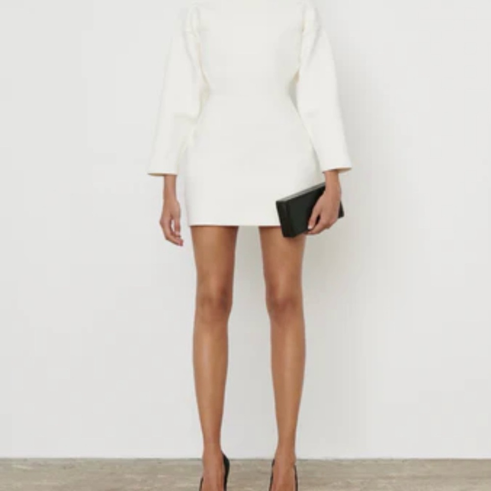 Modern Citizen Cream Ribbed Sweater Mini Dress